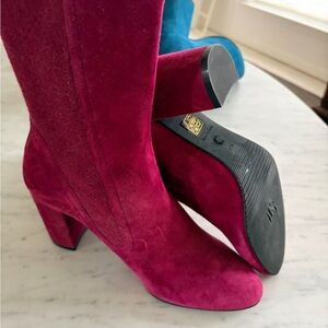 Stuart Weitzman Fuchsia Suede Heeled Boots ankle